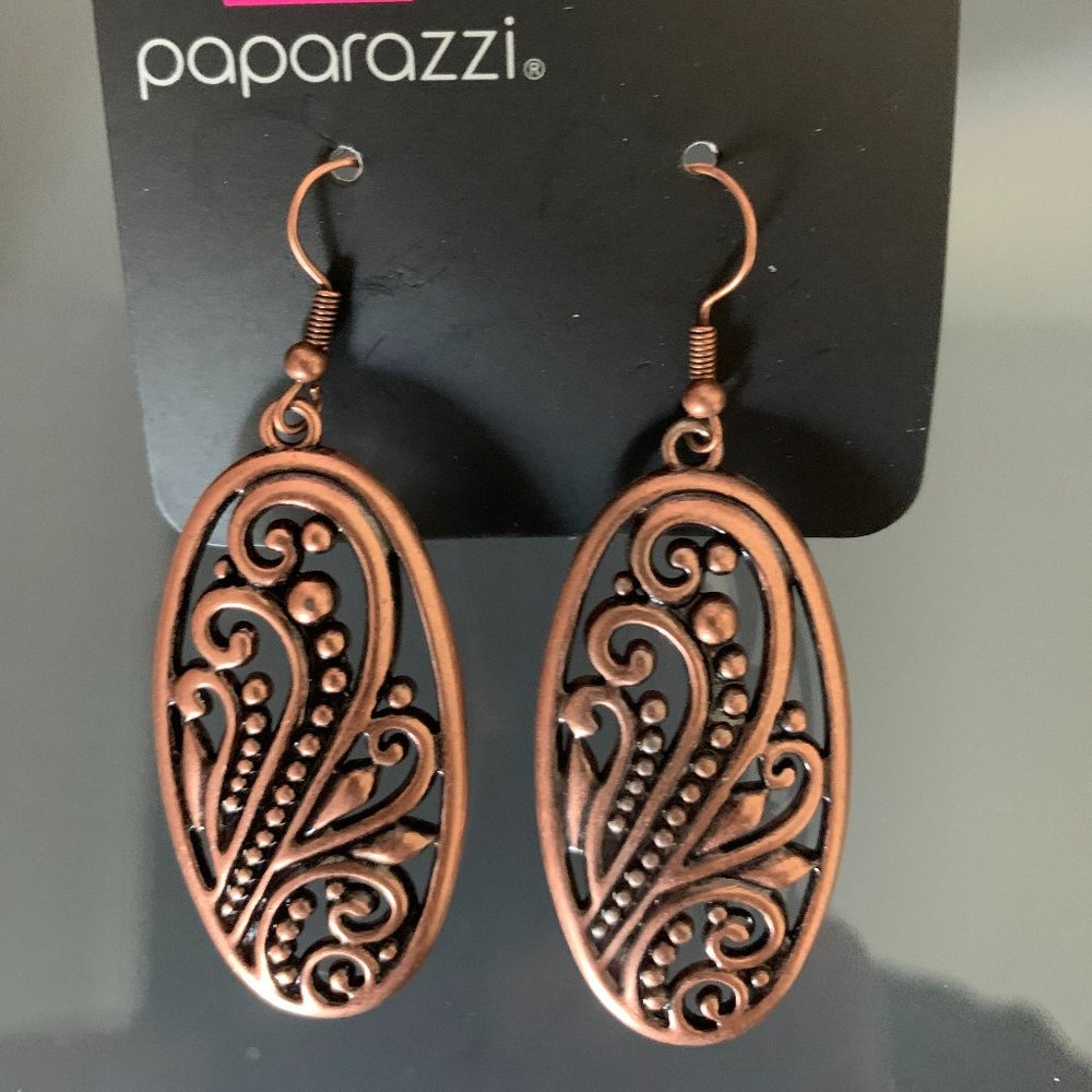 Paparazzi High Tide Terrace Copper Earrings with Fish Hook Fittings